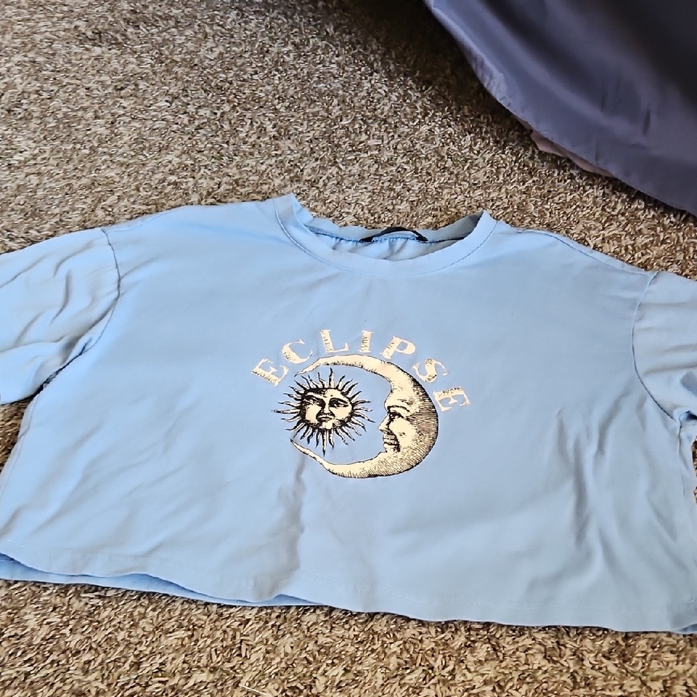 Eclipse Blue Graphic Crop Top